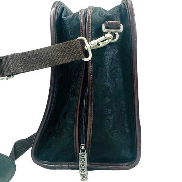 Brighton Carry On Bag Luggage Croc Leather and Fabric EUC Brown & Black - Picture 4 of 16